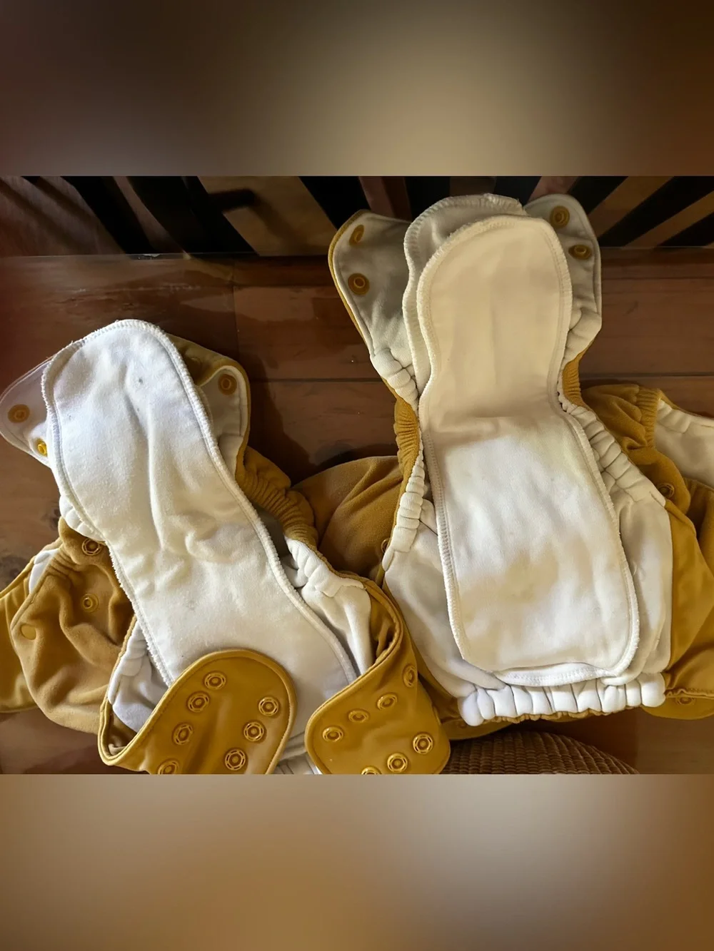 5 GroVia AIO Buttah Cloth Diapers in mustard with Snap Fasteners